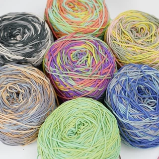เชือกฟอกนิ่ม สีเหลือบ 200 กรัม ถักกระเป๋า คอตตอนเกลียว ไหมสีรุ่ง