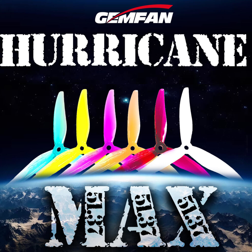 5-G16 Gemfan Hurricane Max 51377 1ชุด 4ใบพัด fpv racing drone freestyle เหนียว แรง โดรนซิ่ง RC