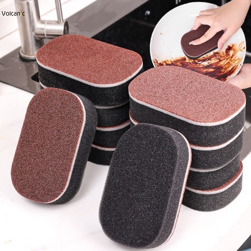 5 ชิ้น Multi-Functional Magic Nano ฟองน้ําเช็ดสามชั้น Emery ฟองน้ําทําความสะอาดสองด้าน Kitchen Remover สนิมอุปกรณ์ทําความสะอาด