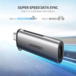 UGREEN เครื่องอ่านการ์ด Card Reader 50704 รุ่น P30 S10 Note 10 SD TF OTG Type C for PC/Mobile