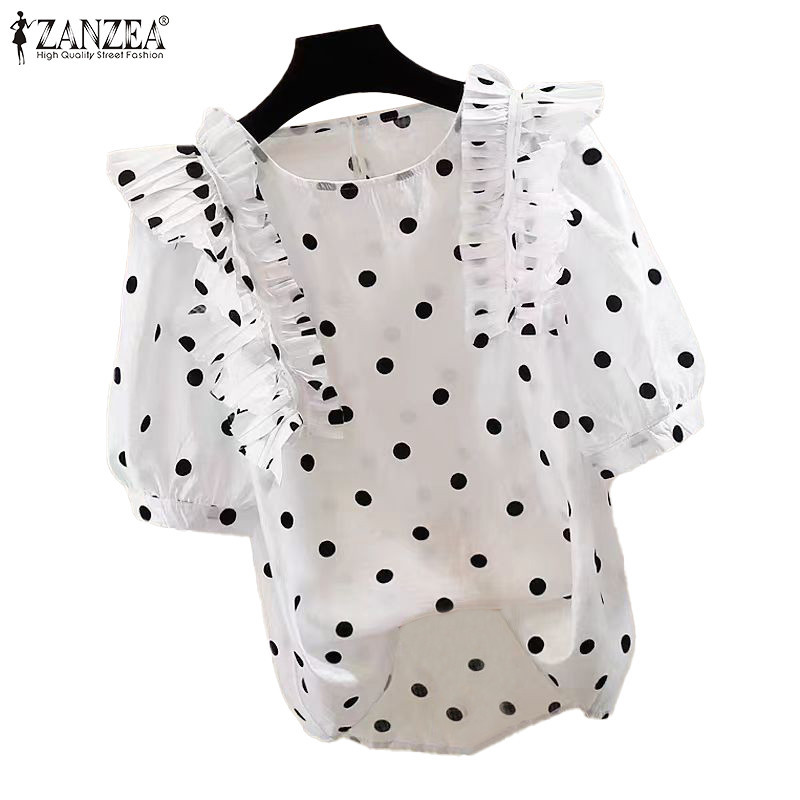 Zanzea เสื้อเบลาส์ลายจุดแฟชั่นเกาหลีสําหรับผู้หญิง