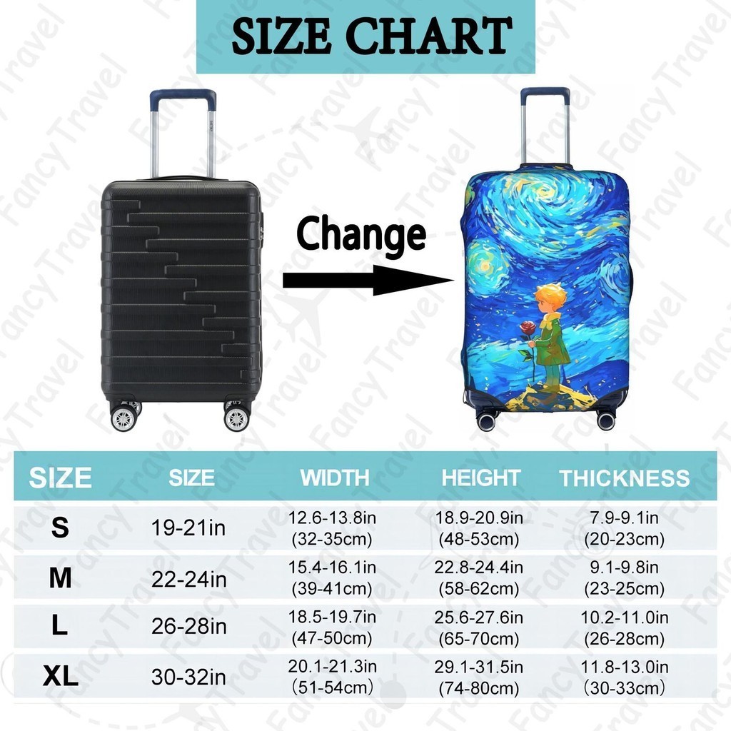 FancyTravel Starry Sky ผ้าคลุมกระเป๋าเดินทาง กระเป๋าเดินทาง ผ้ายึดได้เยอะ กันฝุ่น กันรอย สวมใส่ได้ ข้น 18/20/22/24/26/28/32นิ้ว