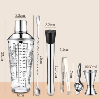 ✪COD Shaker 6PCS จัดส่งทันที แก้ว เชคค็อกเทล ชุดบาร์เทนเดอร์ เชคเกอร์ผสมเหล้า Cocktail Shaker สไตล์อเมริกัน สําหรับค็