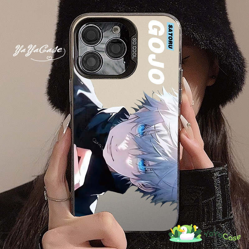 สำหรับ iPhone11 13 Cool Case For เคสไอโฟน14 15 12 Pro Max X XR XS MAX 7 8 Plus Jujutsu Kaisen Gojoสไตล์ขั้นสูงสีเงินเคส