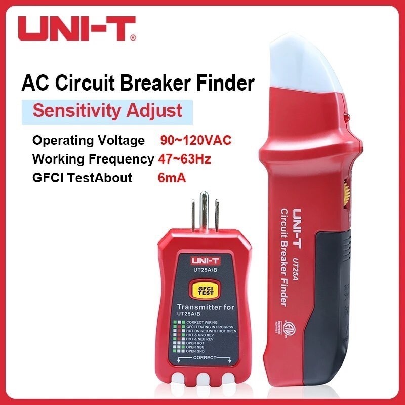 ตัดไฟ [จัดส่งที่รวดเร็ว] UNI-T UT25A UT25A/B เครื่องทดสอบซ็อกเก็ตเบรกเกอร์วงจรอัตโนมัติ พร้อมไฟแสดงส