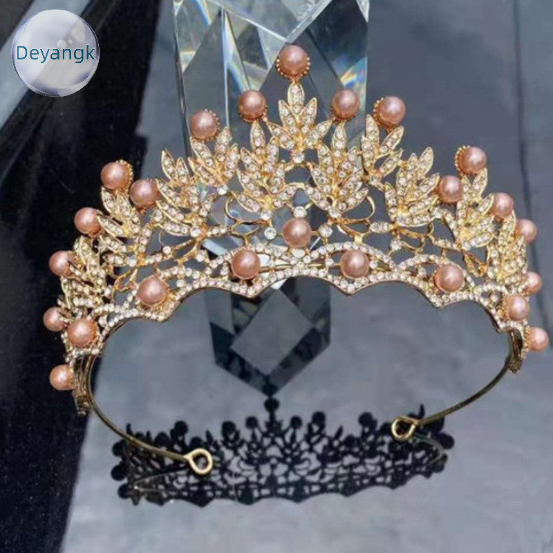 Deyangk ไข่มุกเจ้าสาว Hairbands Tiaras มงกุฎแต่งงานสําหรับเจ้าสาวเครื่องประดับผม TH