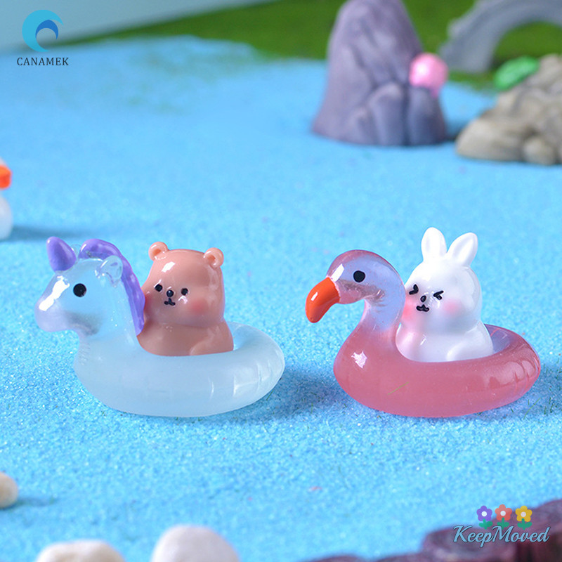 Keepmoved Mini Luminous แหวนว่ายน้ําขนาดเล็กตลกสัตว์ Micro ภูมิทัศน์เครื่องประดับสําหรับปลาตกแต่งรถ Home Desk Decor ใหม่