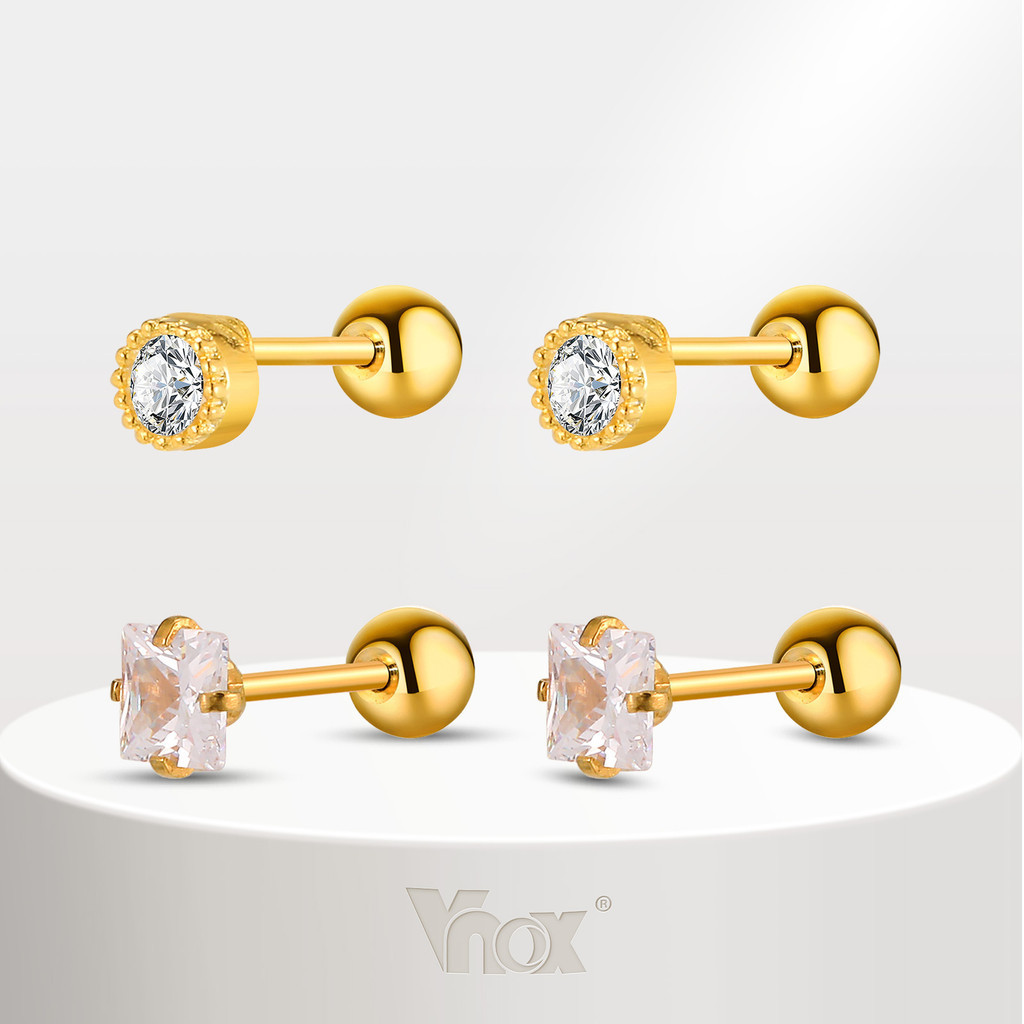 Vnox ขนาดเล็กน่ารักZircon Cubic Cut Stud ต่างหู,สแตนเลสแฟชั่น Hypoallergenic เครื่องประดับสําหรับผู้หญิงสาว