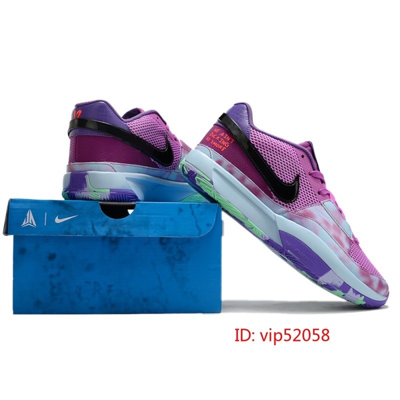 2024 NK Ja Morant 1 รองเท้าผ้าใบสีชมพูสีม่วงรองเท้าวิ่ง
