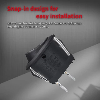 เปิดปิดรอบสวิตช์โยก SPST 20 มม.DC12-24V 20A 2 ขามินิวงกลมสลับสวิทช์