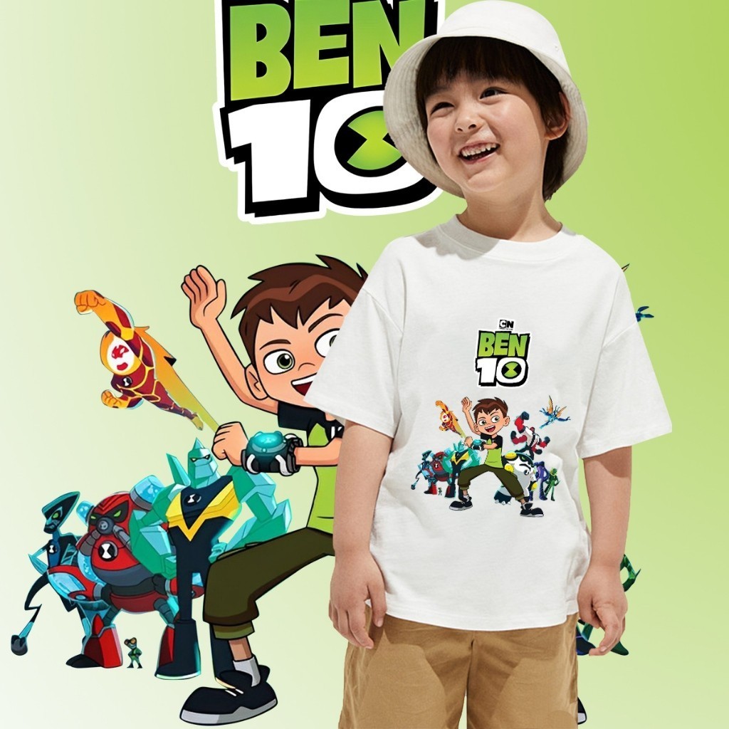 2024 เสื้อยืด เสื้อยืด พิมพ์ลาย BEN 10 เสื้อเบ็นเท็น ฟรีชื่อ วัสดุพรีเมี่ยม สําหรับเด็ก เสื้อเบ็นเท็นเบอร์10