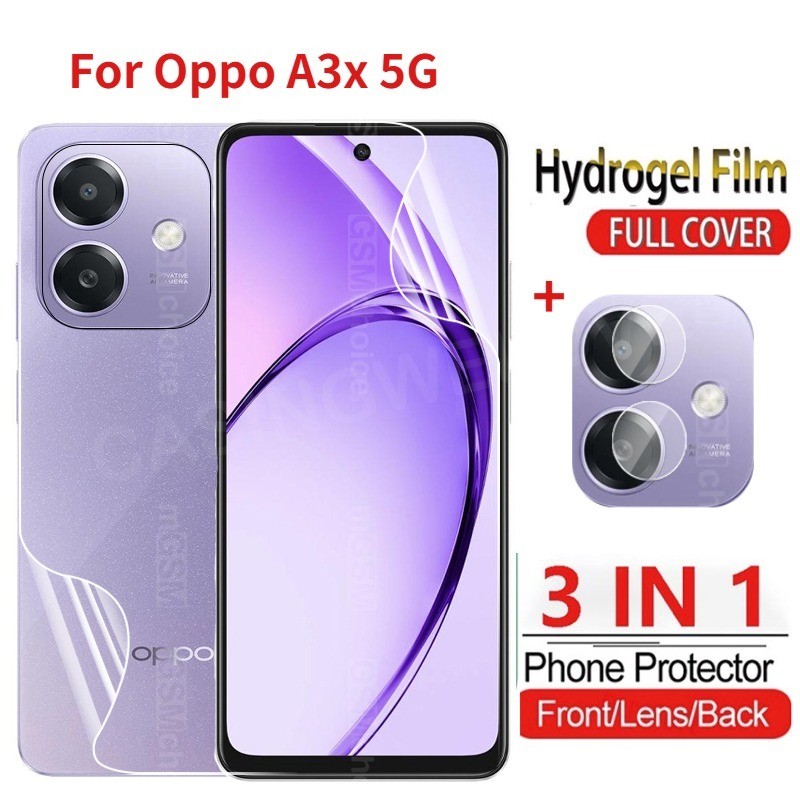 ป้องกันหน้าจอสําหรับOppo A3 Pro A3x A3 Pro 4G 5G 2025 3 in1 ด้านหน้ากลับเลนส์คลุมทั้งหมดป้องกันHydrogelกล้องด้านหลังป้องกันฟิล์ม