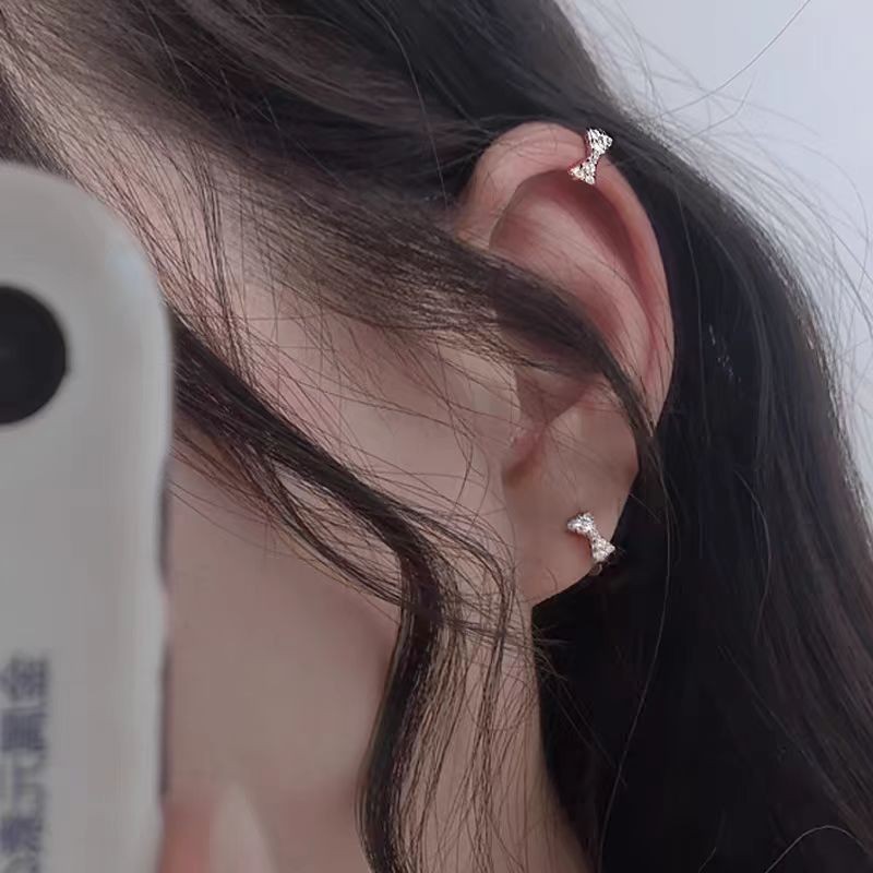 ส925 เงินโบว์ต่างหูแฟชั่นที่เรียบง่ายผู้หญิงเครื่องประดับของขวัญ