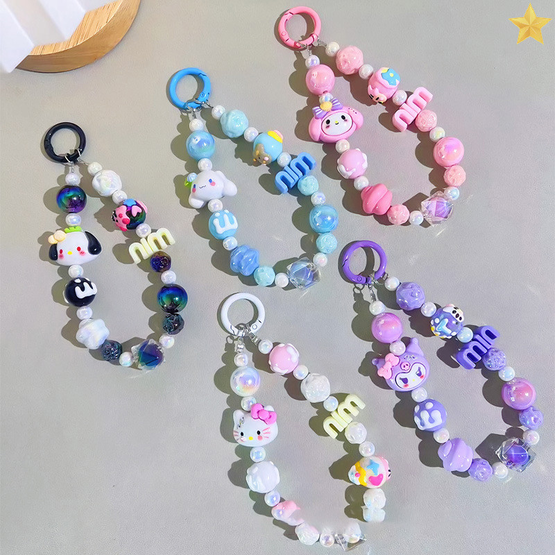 [FL] การ์ตูนลูกปัดโทรศัพท์ Charm สายคล้องโซ่เชือกเส้นเล็กผู้หญิงเครื่องประดับโทรศัพท์ลูกปัดจี้ตกแต่ง TH