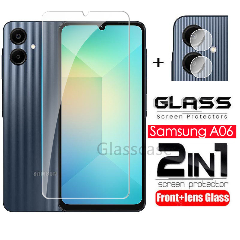 SAMSUNG 2 In 1 ป้องกันหน้าจอกระจกนิรภัยฟิล์มสําหรับSamsung Galaxy A07 A17 A27 A37 A57 A06 A16 A26 A3