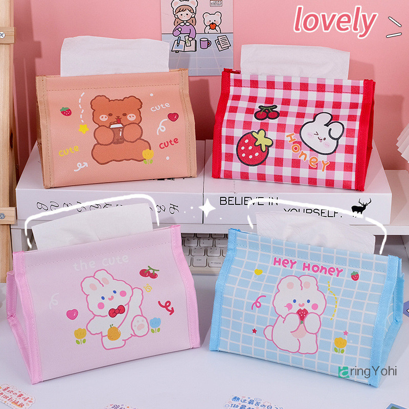 Aringyohi] เวอร์ชั่นเกาหลีของตุ๊กตาหมีการ์ตูนน่ารักกล่องกระดาษทิชชูสาวหัวใจ PU เดสก์ท็อปการจัดเก็บกระดาษทิชชูหอพักนักเรียนกล่องกระดาษใหม่