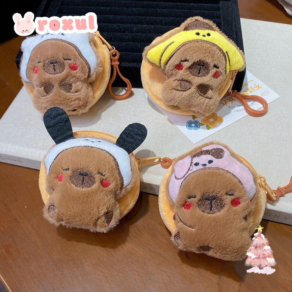 กระเป๋าสตางค์ ROXUL Capybara กระเป๋าใส่เหรียญตุ๊กตาการ์ตูนกระเป๋าเงินขนาดเล็ก