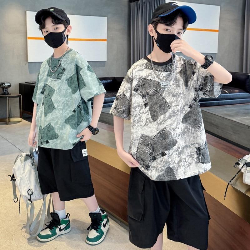 เสื้อผ้าเด็กผู้ชายพร้อมส่ง เซ็ท2ชิ้น ชุดเด็กผู้ชาย ชุดเด็กหล่อๆ เสื้อผ้าเด็กโตชาย ชุดเซ็ทเด็กชาย ML-935