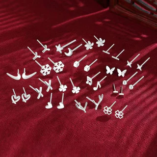 ส่งสุ่ม S925 ต่างหูชุบเงินหู Studs PIercing เครื่องประดับอุปกรณ์เสริม