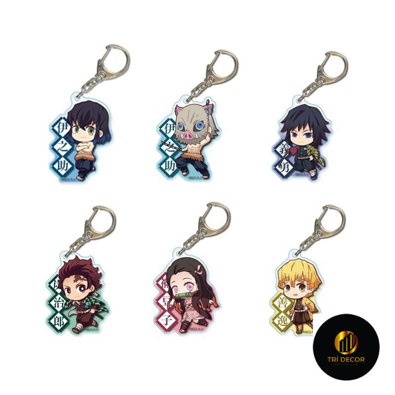 Tanjirou Nezuko Zenitsu Inosuke ชื่อโลโก้ Demon Slayer พวงกุญแจอะนิเมะญี่ปุ่นพวงกุญแจอะคริลิคกระเป๋า