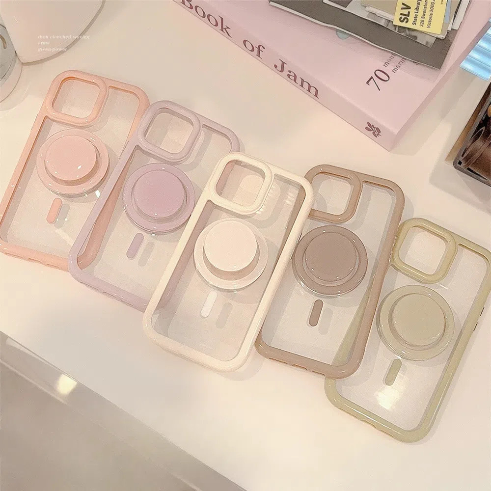 Minimalist Ins สีทึบวงเล็บแม่เหล็ก IPhone 14 เคสโทรศัพท์ 15 Pro Max เหมาะสําหรับ 12 อะคริลิค 13