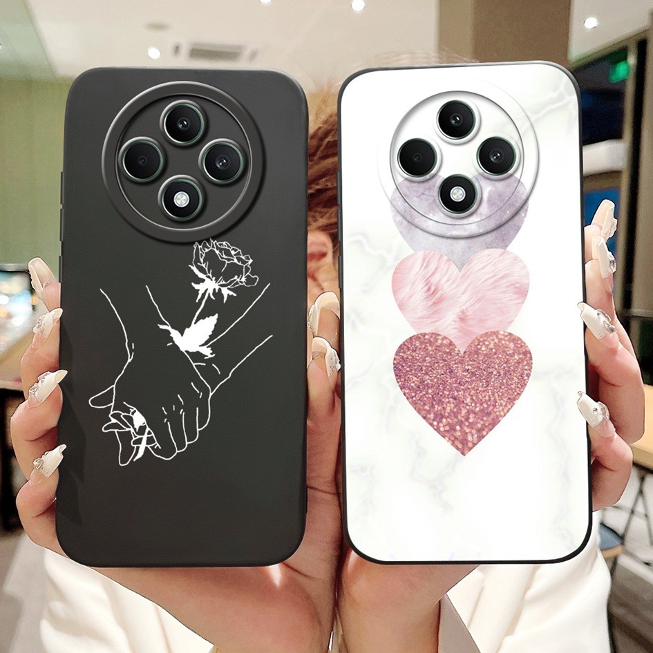 สําหรับ OPPO Reno 12F 4G 5G ปลอก CPH2687 CPH2637 ฝาครอบโทรศัพท์น่ารัก Love Heart Soft Jelly ซิลิโคน Matte สําหรับ OPPO Reno12F Shell