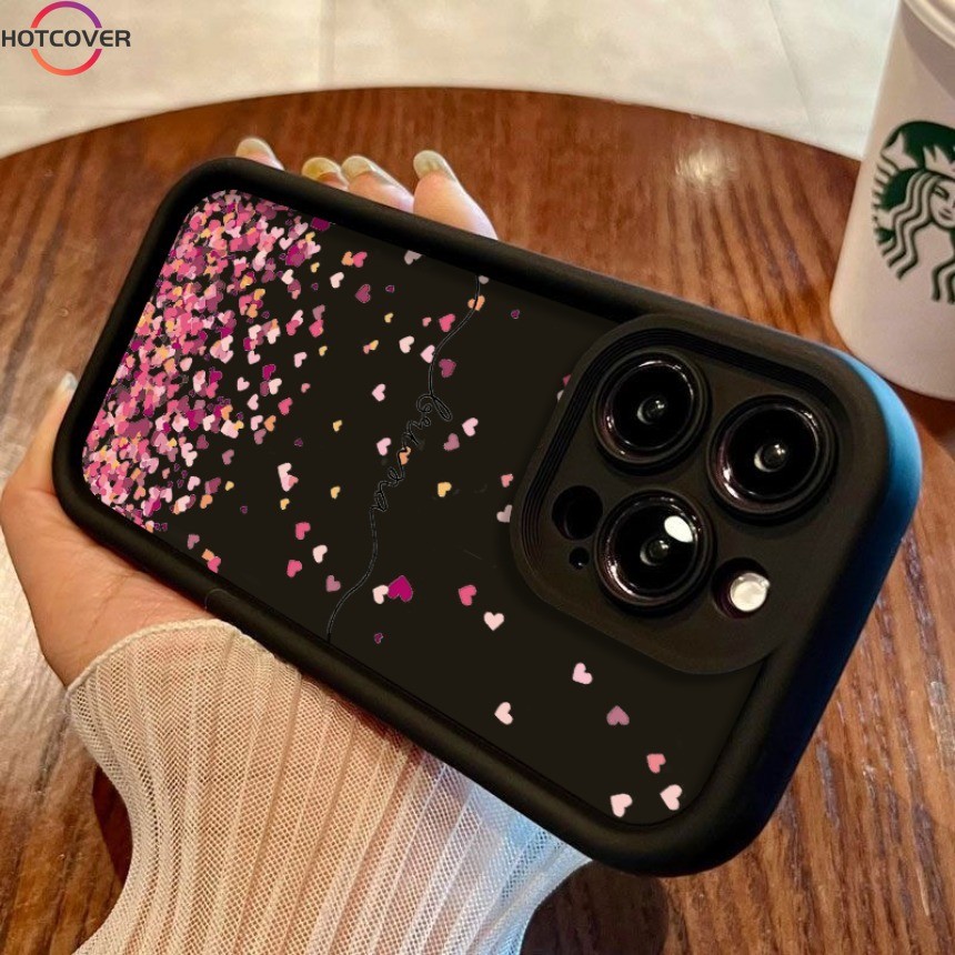 SAMSUNG Drop Proof All-Wrapเคสโทรศัพท์สําหรับSamsung Galaxy A05 A05S A15 A25 A24 A23 A55 A54 A35 A34 หัวใจสีดําและสีสันเคสโทรศัพท์มีสไตล์ใหม่น่ารัก