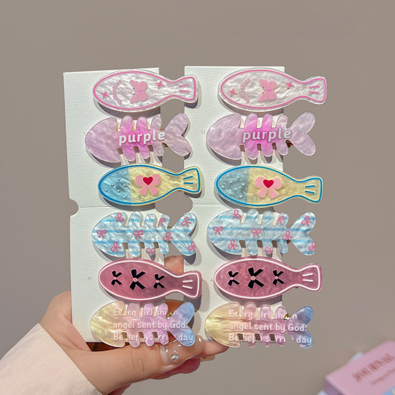 4 ชิ้น/6 ชิ้นน่ารักปลาน้อย Hairpin หญิงหน้าผากด้านข้างผมหัก Bangs คลิป 2024 ใหม่ Headwear ฤดูร้อน