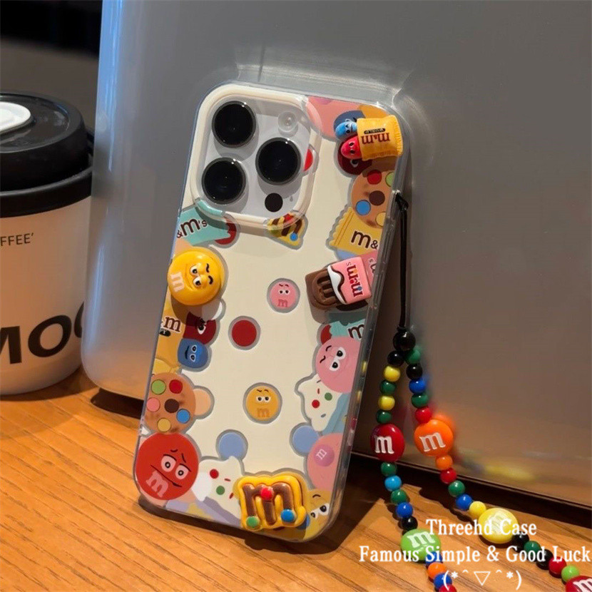 3d น่ารัก M & M ถั่วสําหรับ Samsung A06 A55 A35 A05s A05 A50 A50s A30s A15 A25 A34 A12 A14 A04S A03S A32 A52 หรูหรากันกระแทก TPU กรณีสนุก