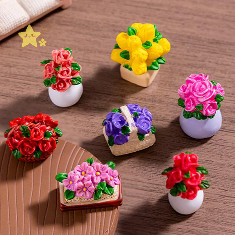 [JBTH] Dollhouse Miniatures ช่อดอกไม้จําลองยานยนต์ขนาดเล็กตกแต่งบ้าน Micro Landscape Garden Decor Accessories [JB]