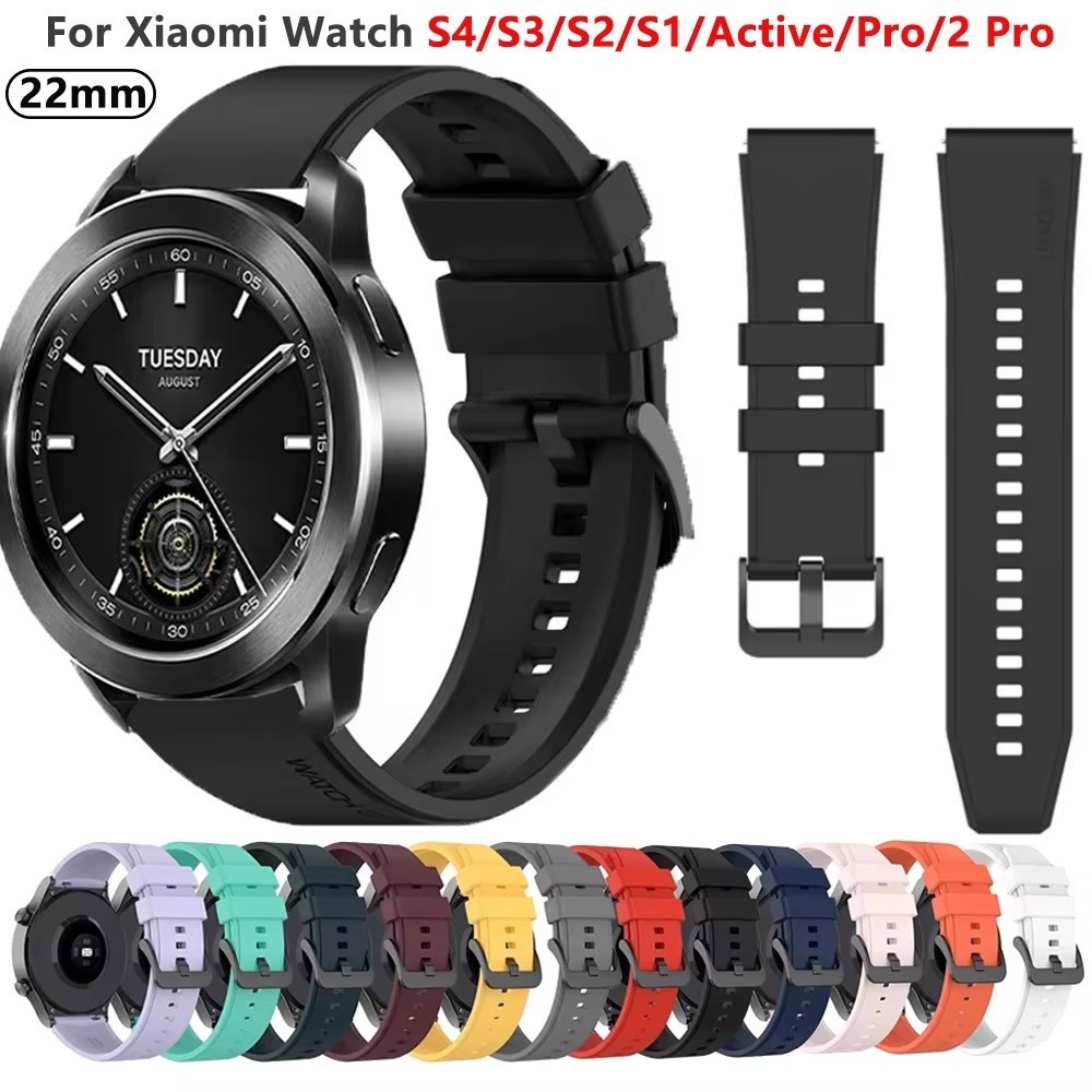 22มม.สายนาฬิกาสําหรับxiaomiนาฬิกาs4 S3 S2 S1 Active/Watch2 Pro/MiนาฬิกาGlobalซิลิโคนอ่อนนุ่มวงผู้ชายผู้หญิงสร้อยข้อมือกีฬา
