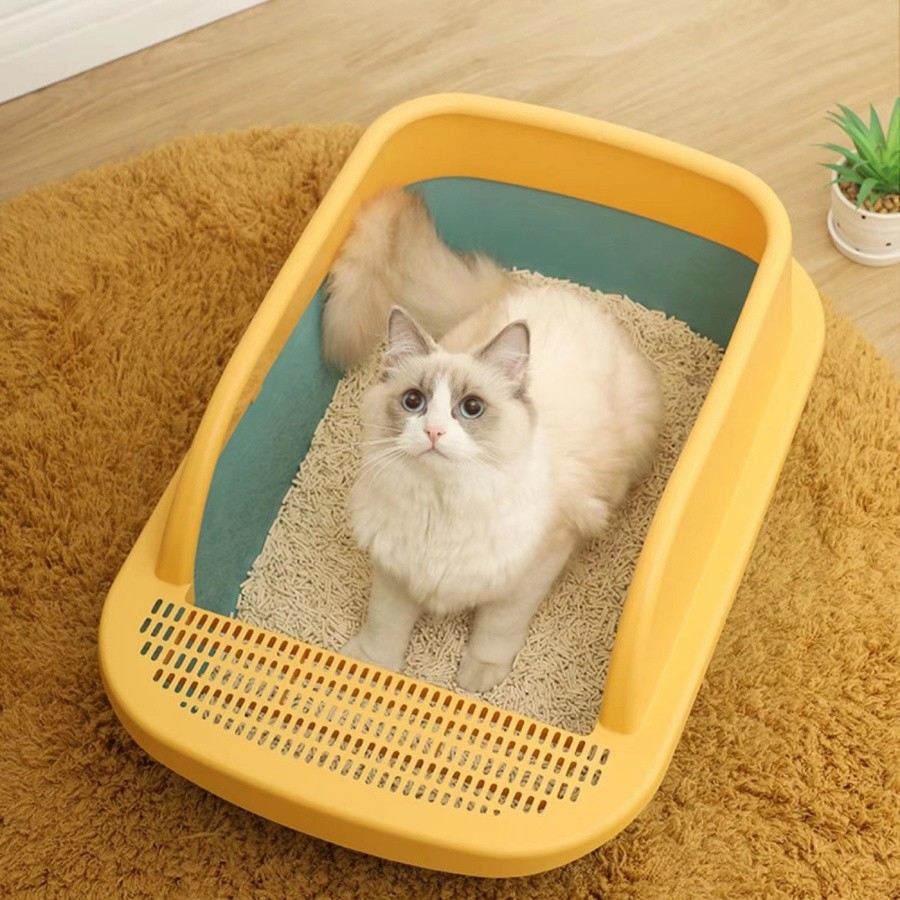 GlobalHouse DUDUPETS กะบะทรายแมวพร้อมที่ตักทราย (XL) 40.5x60x23ซม. รุ่น LAMAI สินค้าของแท้คุณภาพดี