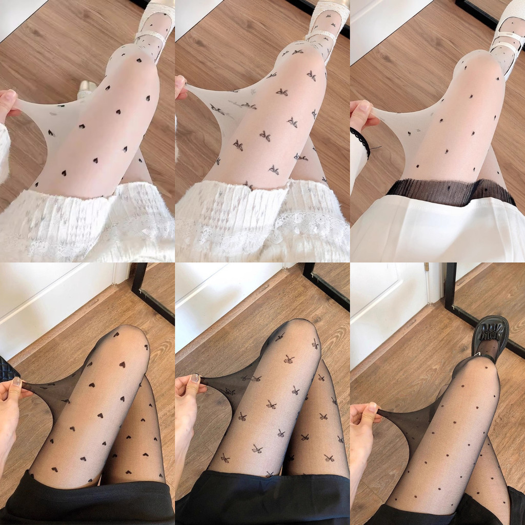 หัวใจพิมพ์ผู้หญิงถุงน่องถุงน่องสาวหวานถุงน่องร่างกายเอวสูงลายจุดกุทัณฑ์ถุงน่อง