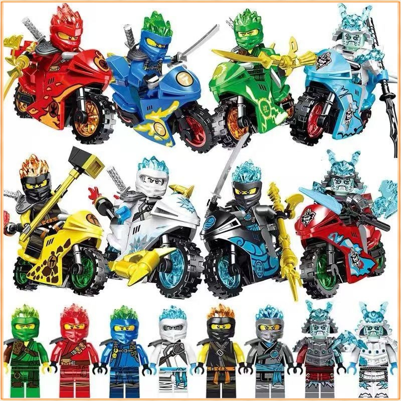 32 ชิ้น Ninjago minifigures บล็อกตัวต่อรถจักรยานยนต์ประกอบของเล่นเพื่อการศึกษา