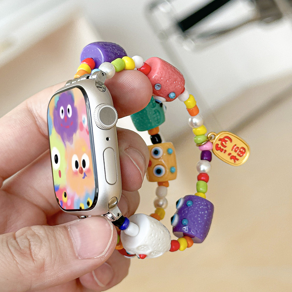 ยางยืดยอดนิยมสําหรับ Redmi Watch 5 Active Smart Watch Smart Xiaomi Redmi Watch 5 Lite Active Little Monster Beading Strap Bracelet สายรัดข้อมือสาว Solo Loop