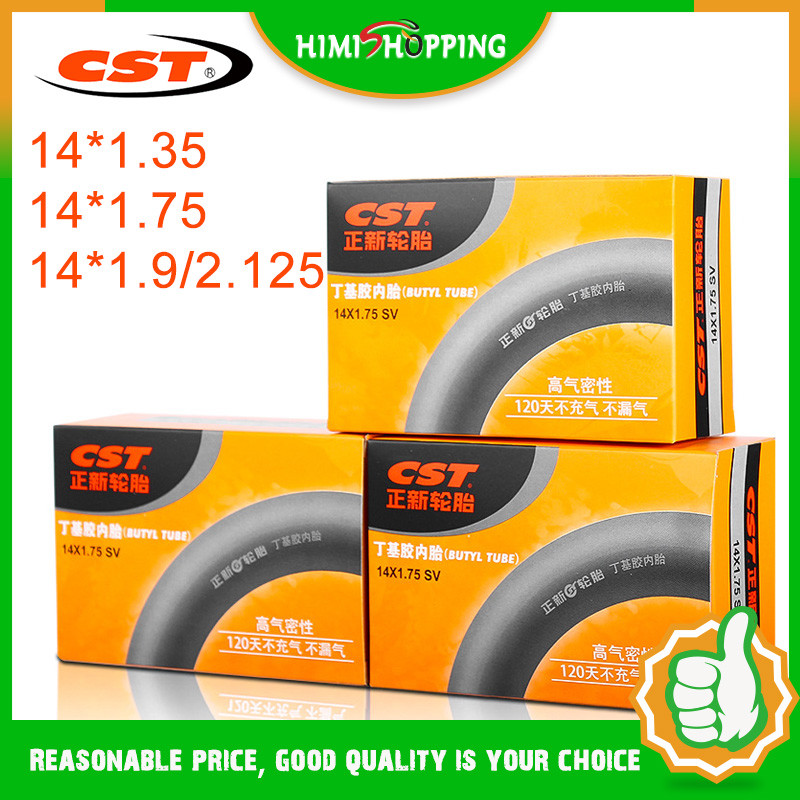 READY Stock1pc CST ยางในจักรยาน 16" นิ้วท่อจักรยาน 14*1.10 14*1.35 14*1.75 14*1.9/2.125 Schrader Valve Presta Valve 32 มม.35 มม.48 มม.เด็กยางในขี่จักรยานอะไหล่