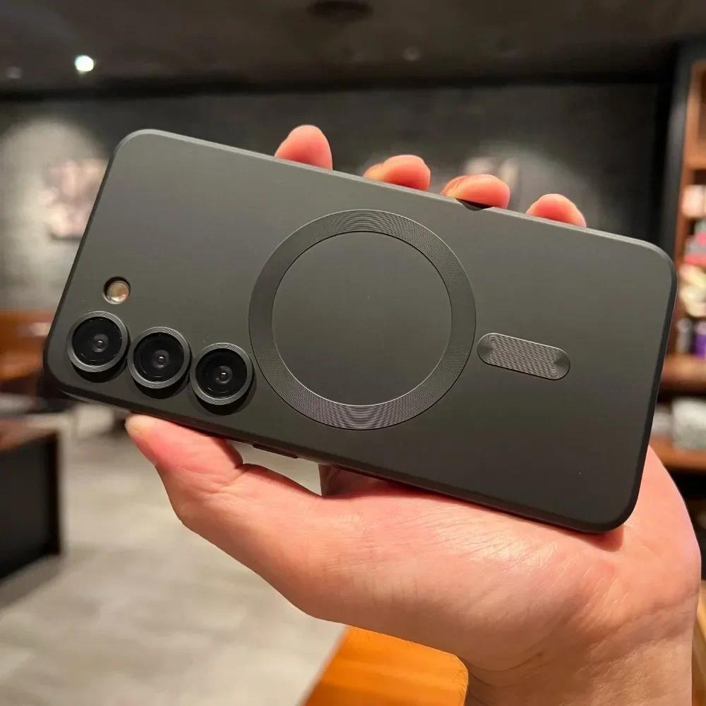 เคสแม่เหล็กด้านหรูหราสําหรับ Samsung Galaxy S24 S22 S21 S23 Ultra Plus Fe สําหรับอุปกรณ์เสริมปกอ่อน