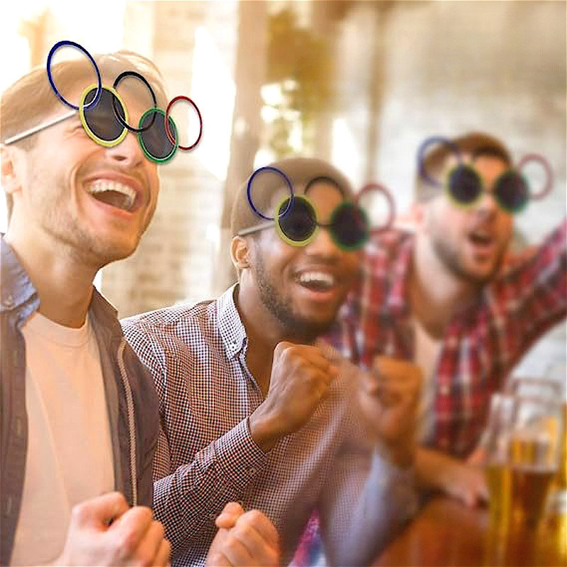 All Red Zen with Paris Champion Five Ring Glasses Cute Creative Personality Fashion Sunglasses Photo Decoration Props