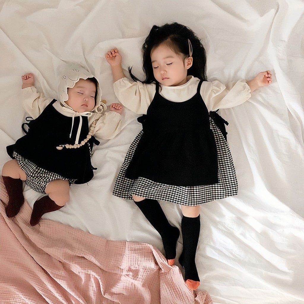 1-6 ปีเด็กสาว ชุดรอมเปอร์ ชุดเด็กสองชิ้นน้องสาวชุดฤดูใบไม้ร่วงเสื้อผ้าเด็ก