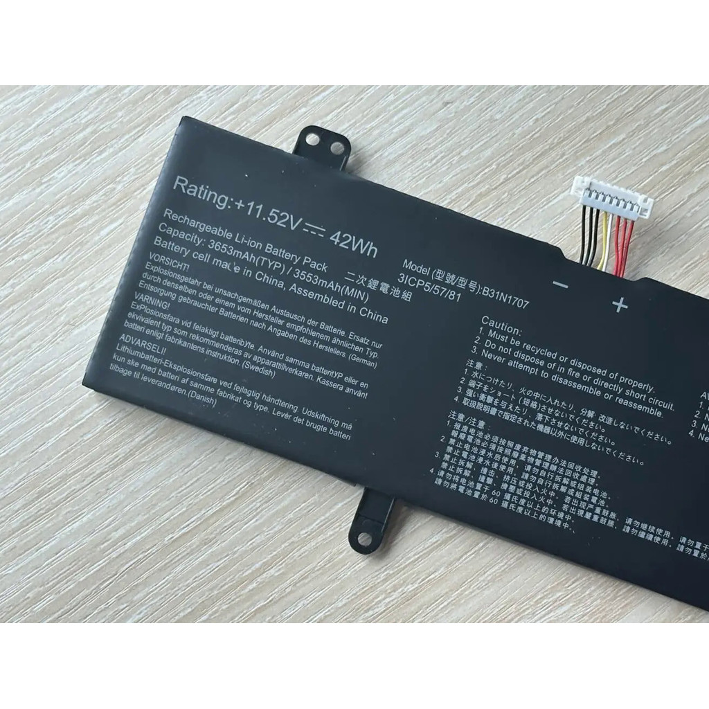 11.52V 42Wh B31N1707 แบตเตอรี่แล็ปท็อป for ASUS Vivobook X411UA X411UF X411UN X411UQ S14 S410UA S410