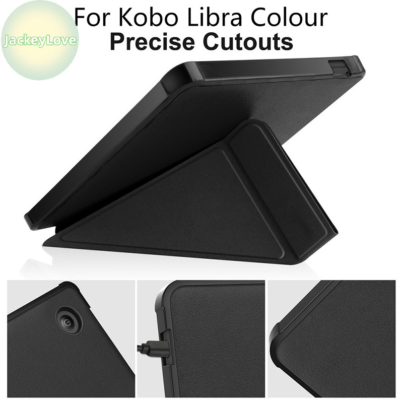 Jackeylovezz พับ E-Book Reader สําหรับ Kobo Libra สี Soft E-Reader Protector พร้อมขาตั้งเดสก์ท็อปสนั