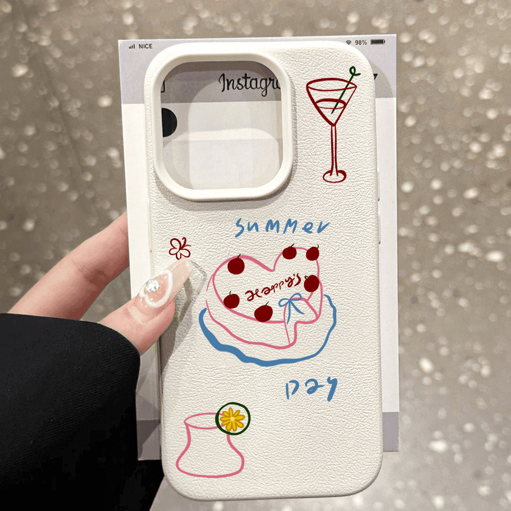 เค้กน่ารักหนังเคสโทรศัพท์สําหรับiphone 16 11 12mini 13Pro Max 14Plus 15Pro XR XS Max 7 8 Plus SE2020 การ์ตูนฝาครอบโทรศัพท์สําหรับIPhone 16Pro Maxนุ่มสาวเพื่อนคนรักPWK