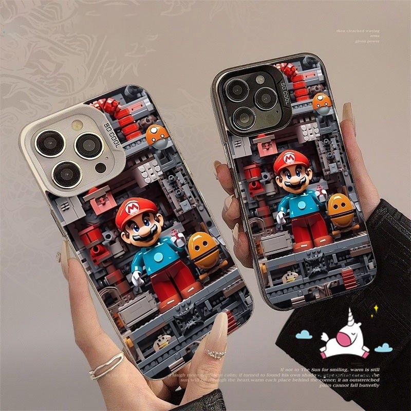อินเทรนด์ Mario การ์ตูน Doodle หรูหราเลนส์โลหะสําหรับ Redmi 12C 9C A3 13 9A 10A 13C 10 9 12 9T 10C A1 หมายเหตุ 9 12 10 11 13 8 10s 11s Pro Poco M3 C61 C65 C55 Super น่ารัก เคสมาริโอ