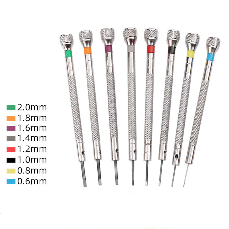 Multifunctional ไขควงเหล็กคาร์บอน Precision Slotted a Slotted/Cross ไขควง 0.6/0.8/1.0/1.2/1.4/1.6/1.8/2.0 มม.ปลายแบนใบมีดสําหรับแว่นตาแว่นตานาฬิกานาฬิกาช่างซ่อมนาฬิกา