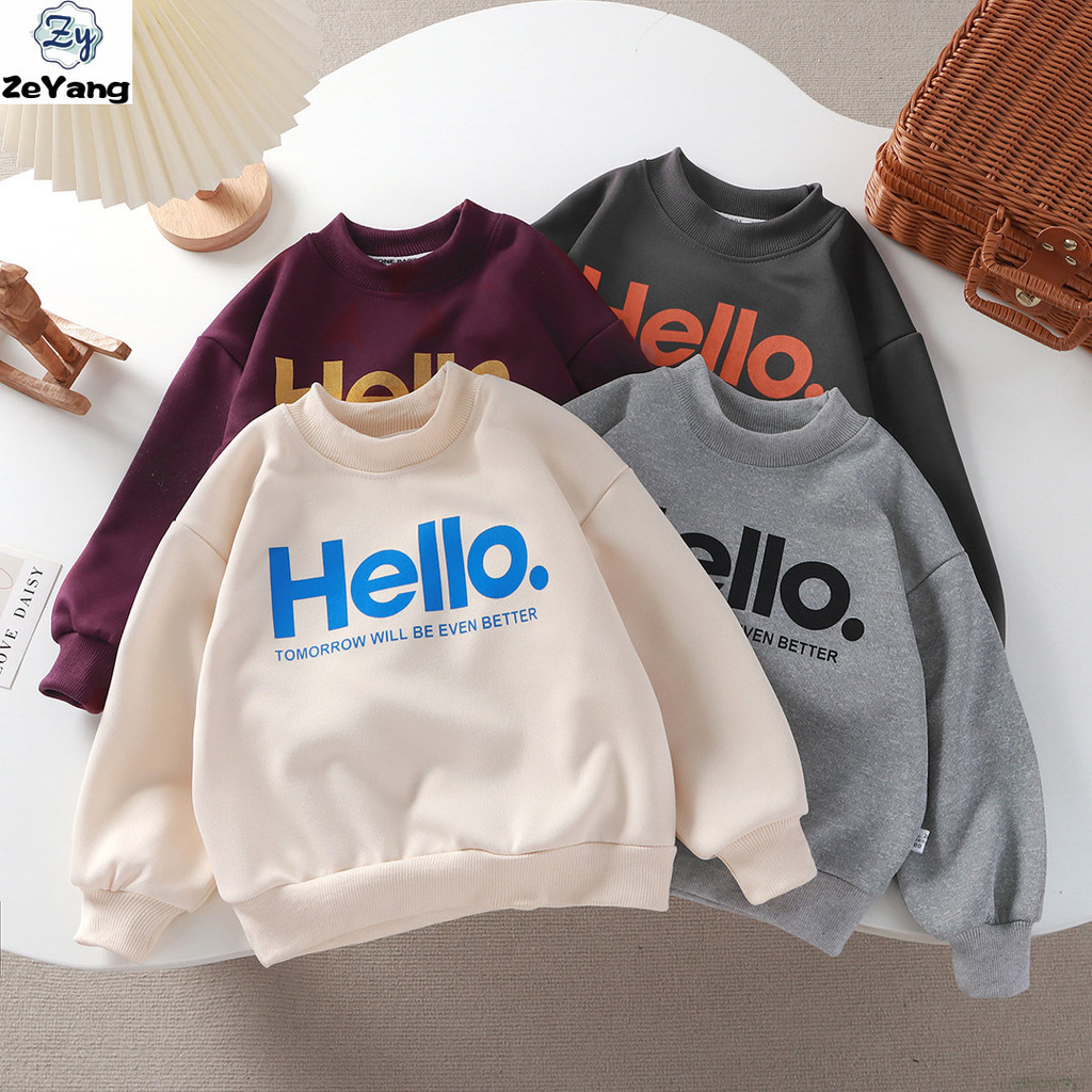 [ZY] 70-160 พร้อมสต็อกเด็กเสื้อลําลองแฟชั่นเสื้อยืดแขนยาวฤดูใบไม้ร่วงฤดูหนาวเด็กทารกแฟชั่นยาว T รอบคอยาว T Simple All-Match Top หลวมกีฬายาว T เสื้อสวมหัว