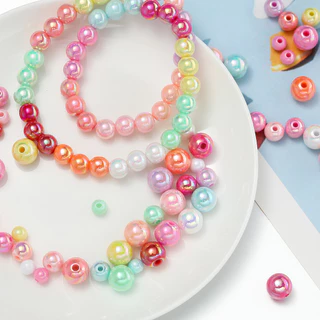 St.kunkka 6/8/10 มม.อะคริลิคสีทึบ AB สีรอบลูกปัดใช้ DIY สร้อยข้อมือ