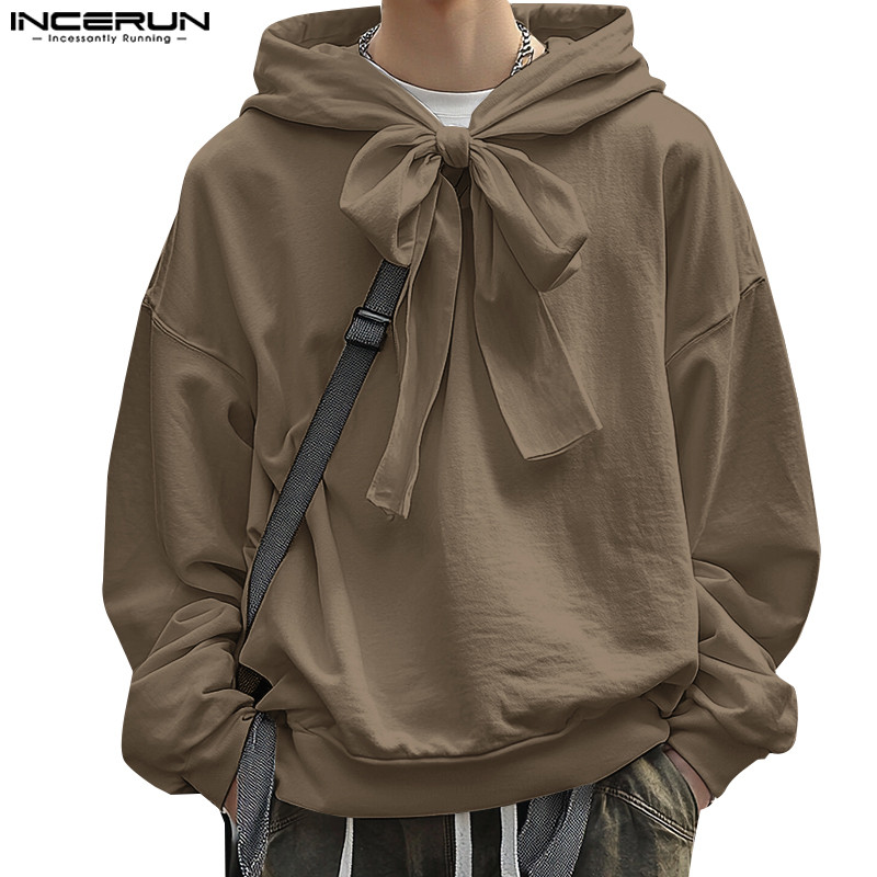 Incerun ผู้ชายเกาหลี Casual Deconstructed หลวมแขนยาวเสื้อกันหนาว Hoodies