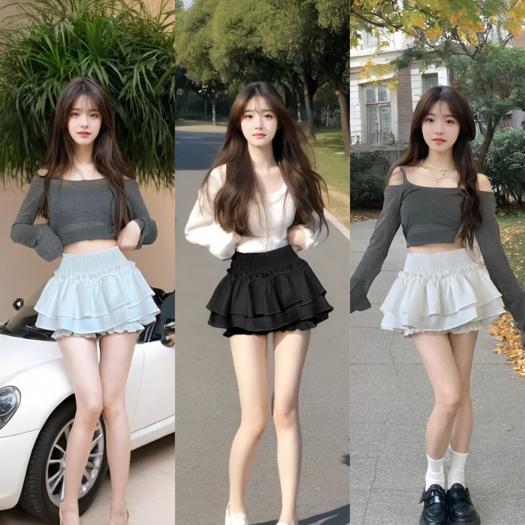 กระโปรงสั้นทรงพองสำหรับสาวๆ แบบเก๋