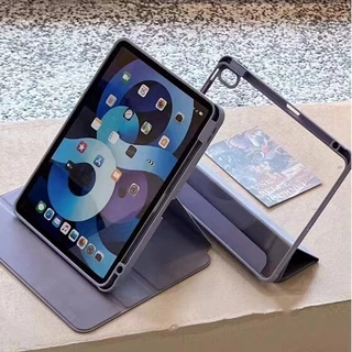 Triple fold เคสไอเเพด ฟังก์ชั่นการหมุน 360° ผู้ถือปากกาด้านขวา for gen10 gen7 gen8 gen9 10.2 Air4 air5 10.9 Air6 11 นิ้ว" Pro11 10th Air3 Pro10.5 สีน้ำเงิน เคสสำหรับ ไอแพด