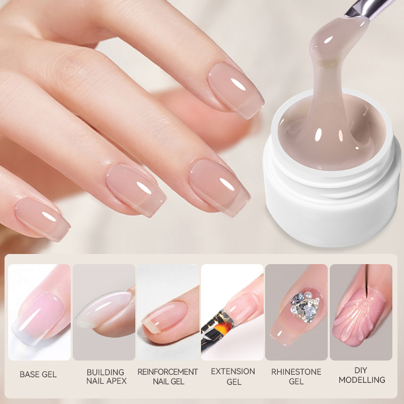 Lilycute 8ML Hard Gel สําหรับเล็บ Extension Milky White Builder Constructor เจล Self Leveling เสริมเล็บเจล Camouflage เล็บ